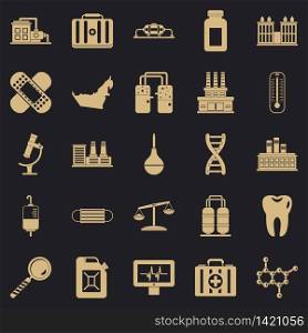 Chemical industry icons set. Simple set of 25 chemical industry vector icons for web for any design. Chemical industry icons set, simple style