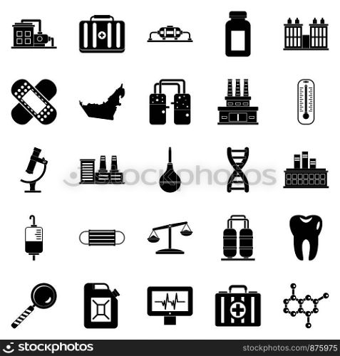 Chemical industry icons set. Simple set of 25 chemical industry vector icons for web isolated on white background. Chemical industry icons set, simple style