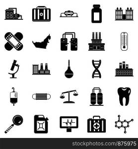 Chemical industry icons set. Simple set of 25 chemical industry vector icons for web isolated on white background. Chemical industry icons set, simple style