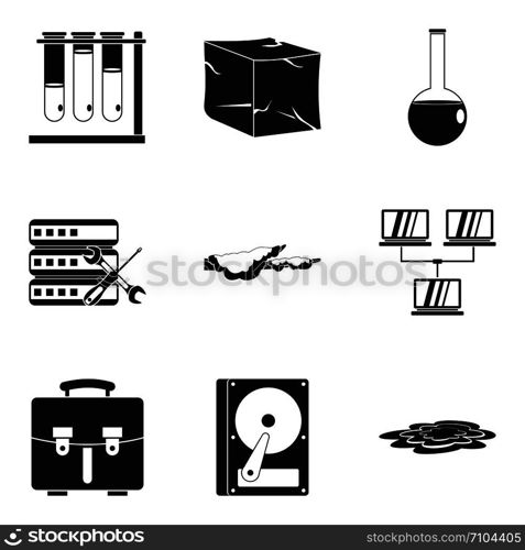 Chemical industry icons set. Simple set of 9 chemical industry vector icons for web isolated on white background. Chemical industry icons set, simple style