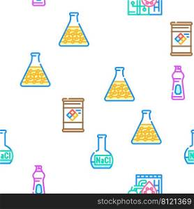 Chemical Industry Production Vector Seamless Pattern Color Line Illustration. Chemical Industry Production Icons Set Vector