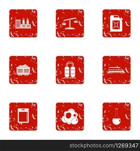 Chemical invasion icons set. Grunge set of 9 chemical invasion vector icons for web isolated on white background. Chemical invasion icons set, grunge style