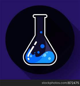 Chemical lab flask with liquid icon. Flat design style. Chemical lab flask with liquid icon. Flat design style.