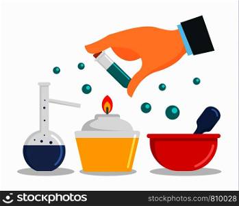 Chemical laboratory concept background. Flat illustration of chemical laboratory vector concept background for web design. Chemical laboratory concept background, flat style