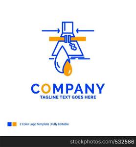 Chemical, Leak, Detection, Factory, pollution Blue Yellow Business Logo template. Creative Design Template Place for Tagline.