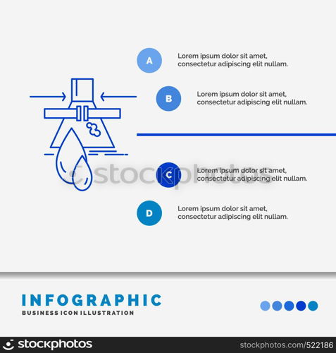 Chemical, Leak, Detection, Factory, pollution Infographics Template for Website and Presentation. Line Blue icon infographic style vector illustration. Vector EPS10 Abstract Template background