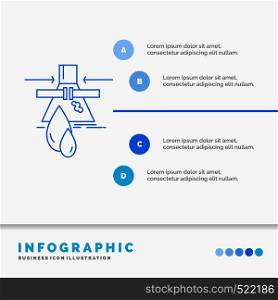 Chemical, Leak, Detection, Factory, pollution Infographics Template for Website and Presentation. Line Blue icon infographic style vector illustration. Vector EPS10 Abstract Template background
