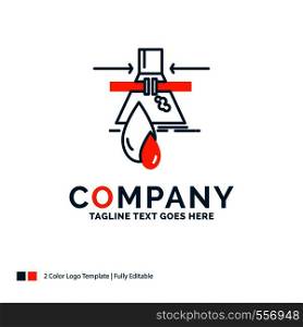 Chemical, Leak, Detection, Factory, pollution Logo Design. Blue and Orange Brand Name Design. Place for Tagline. Business Logo template.