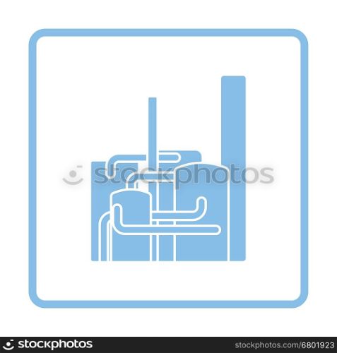 Chemical plant icon. Blue frame design. Vector illustration.