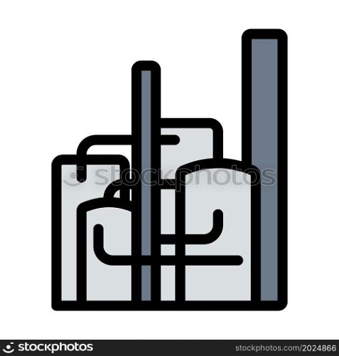 Chemical Plant Icon. Editable Bold Outline With Color Fill Design. Vector Illustration.