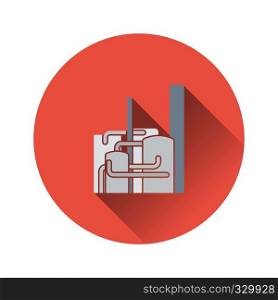 Chemical plant icon. Flat color design. Vector illustration.