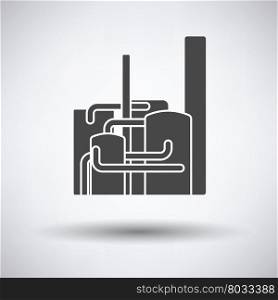 Chemical plant icon on gray background, round shadow. Vector illustration.