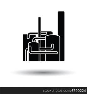 Chemical plant icon. White background with shadow design. Vector illustration.