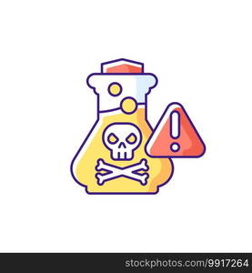 Chemical poisoning RGB color icon. Cleaning supplies. Toxic household products. Overdose on vitamins and medicines. Accidental poisonings at home. Lead paint hazards. Isolated vector illustration. Chemical poisoning RGB color icon