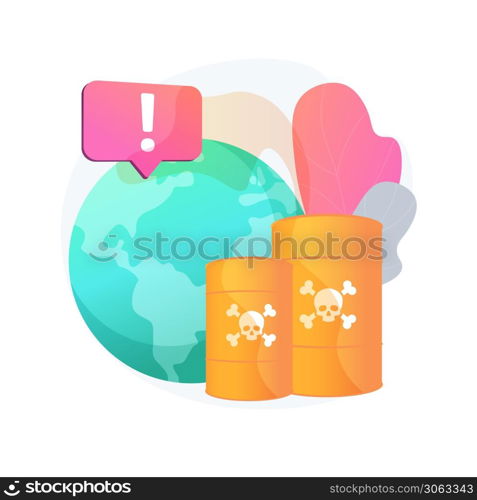 Chemical pollution abstract concept vector illustration. Hazardous waste products, landfill chemical contamination, industrial pollution problem, dangerous and toxic trash abstract metaphor.. Chemical pollution abstract concept vector illustration.