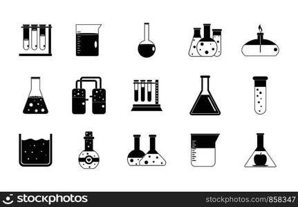 Chemical pots icon set. Simple set of chemical pots vector icons for web design isolated on white background. Chemical pots icon set, simple style