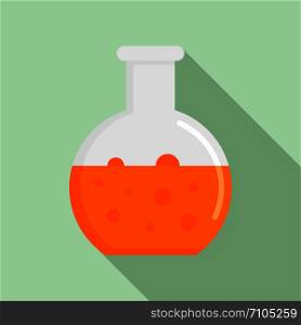 Chemical round flask icon. Flat illustration of chemical round flask vector icon for web design. Chemical round flask icon, flat style