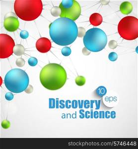 Chemical Science and discovery. Vector illustration. Molecule and flasks