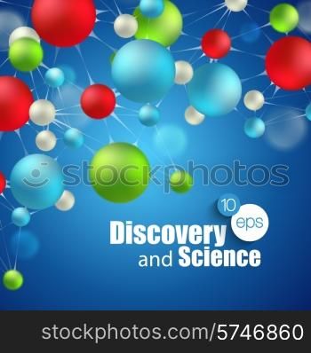 Chemical Science and discovery. Vector illustration. Molecule and flasks