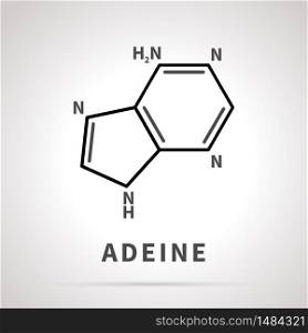 Chemical structure of Adeine, one of the four main nucleobases, simple icon. Chemical structure of Adeine, one of the four main nucleobases, simple black icon