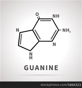 Chemical structure of Guanine, one of the four main nucleobases, simple black icon. Chemical structure of Guanine, one of the four main nucleobases, simple icon