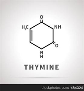 Chemical structure of Thymine, one of the four main nucleobases, simple icon. Chemical structure of Thymine, one of the four main nucleobases, simple black icon