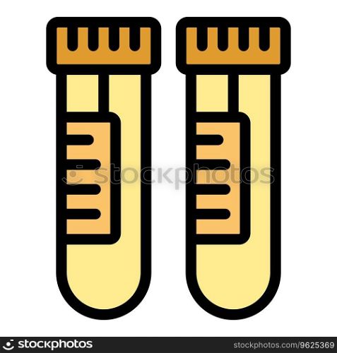 Chemical test tube icon outline vector. Structure vitamin. Atom calcium color flat. Chemical test tube icon vector flat