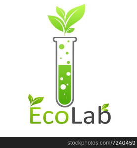 Chemical test tubes with green plants Friendly to the Eco environment Vector illustration