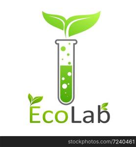 Chemical test tubes with green plants Friendly to the Eco environment Vector illustration