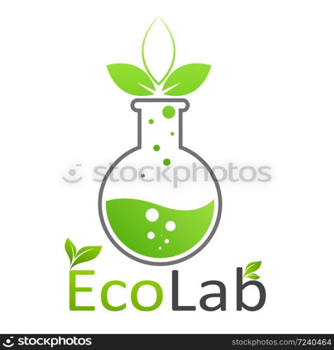 Chemical test tubes with green plants Friendly to the Eco environment Vector illustration