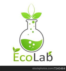 Chemical test tubes with green plants Friendly to the Eco environment Vector illustration