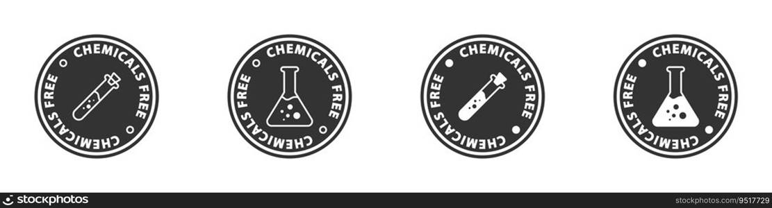 Chemicals free black icons. Flat vector illustration.