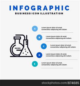 Chemicals, Reaction, Lab, Energy Line icon with 5 steps presentation infographics Background
