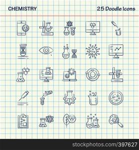 Chemistry 25 Doodle Icons. Hand Drawn Business Icon set