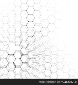 Chemistry 3D pattern, hexagonal design molecule structure on black, scientific medical research. Medicine, science and technology concept. Motion design. Geometric abstract background