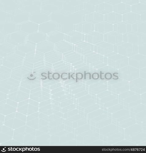 Chemistry 3D pattern, hexagonal design molecule structure on blue, scientific medical research. Medicine, science and technology concept. Motion design. Geometric abstract background