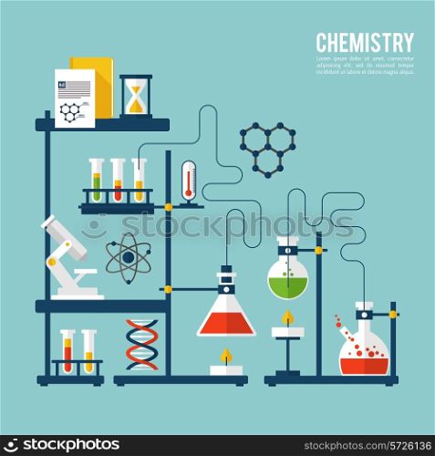 Chemistry background template with microscope atom and dna structure vector illustration