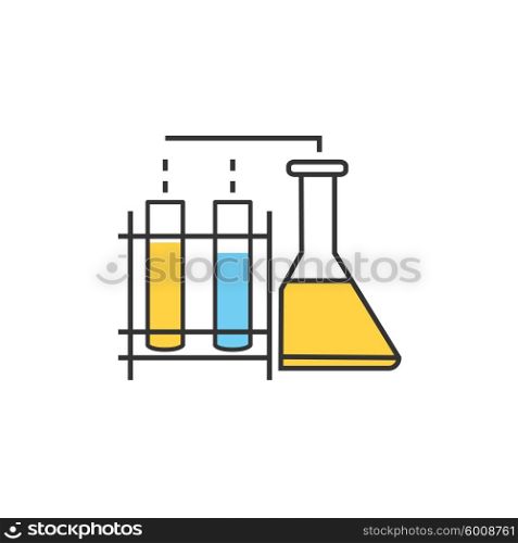 Chemistry Education Research Laboratory Equipment. Laboratory equipment. Chemistry education research laboratory equipment. Laboratory equipment objects. Laboratory glass. Laboratory glassware icon. Science lab equipment tool. Vector illustration