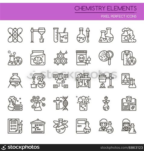 Chemistry Elements , Thin Line and Pixel Perfect Icons