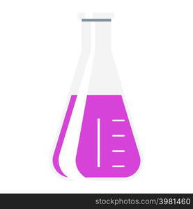 Chemistry flask semi flat color vector object. Full sized item on white. Measuring chemicals. Laboratory equipment simple cartoon style illustration for web graphic design and animation. Chemistry flask semi flat color vector object