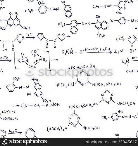 Chemistry Formulas. Seamless abstract background. Vector illustration.
