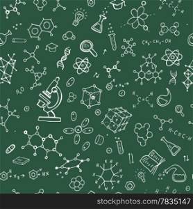 Chemistry hand draw background. Seamless Vector illustration