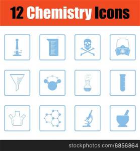 Chemistry icon set. Chemistry icon set. Blue frame design. Vector illustration.