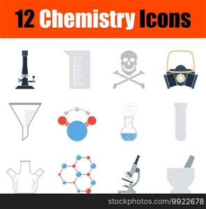 Chemistry Icon Set. Flat Design. Fully editable vector illustration. Text expanded.