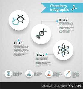 Chemistry infographics set with science and research paper symbols vector illustration. Chemistry Infographics Set