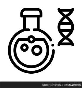 Chemistry Lab Glassware Biomaterial Vector Icon Thin Line. Biology And Science Flasks, Bioengineering, Dna And Medicine Biomaterial Concept Linear Pictogram. Monochrome Contour Illustration. Chemistry Lab Glassware Biomaterial Vector Icon