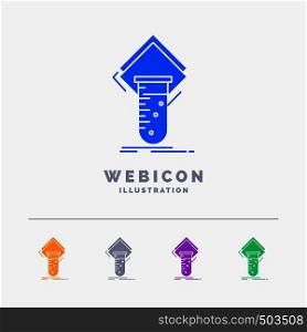 Chemistry, lab, study, test, testing 5 Color Glyph Web Icon Template isolated on white. Vector illustration. Vector EPS10 Abstract Template background