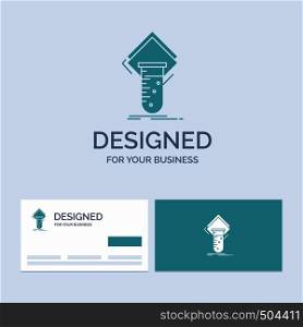 Chemistry, lab, study, test, testing Business Logo Glyph Icon Symbol for your business. Turquoise Business Cards with Brand logo template.. Vector EPS10 Abstract Template background