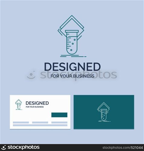 Chemistry, lab, study, test, testing Business Logo Line Icon Symbol for your business. Turquoise Business Cards with Brand logo template. Vector EPS10 Abstract Template background