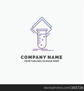 Chemistry, lab, study, test, testing Purple Business Logo Template. Place for Tagline